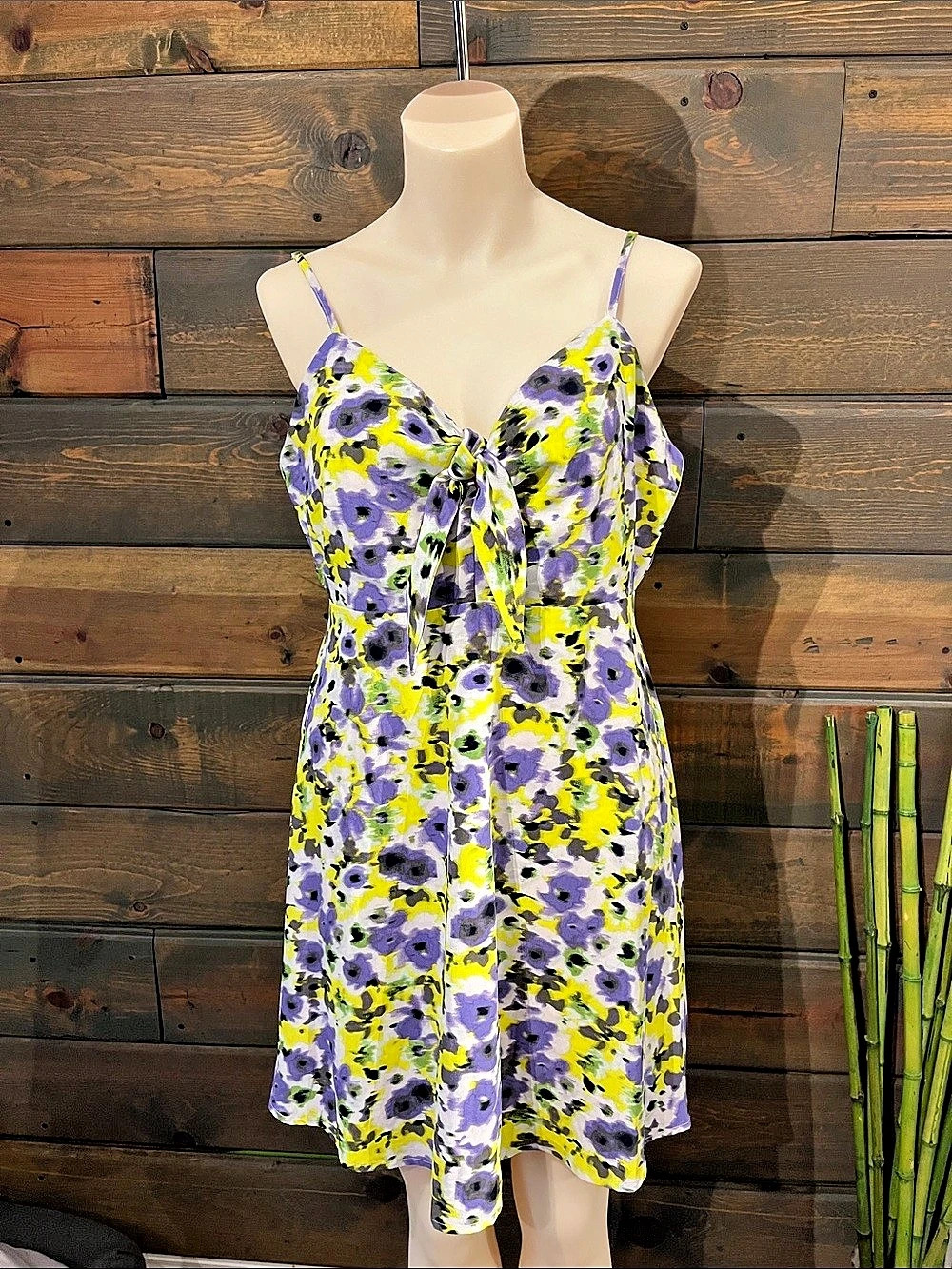 Forever 21 Floral Tie Front Mini Dress in Purple & Yellow Like New size large